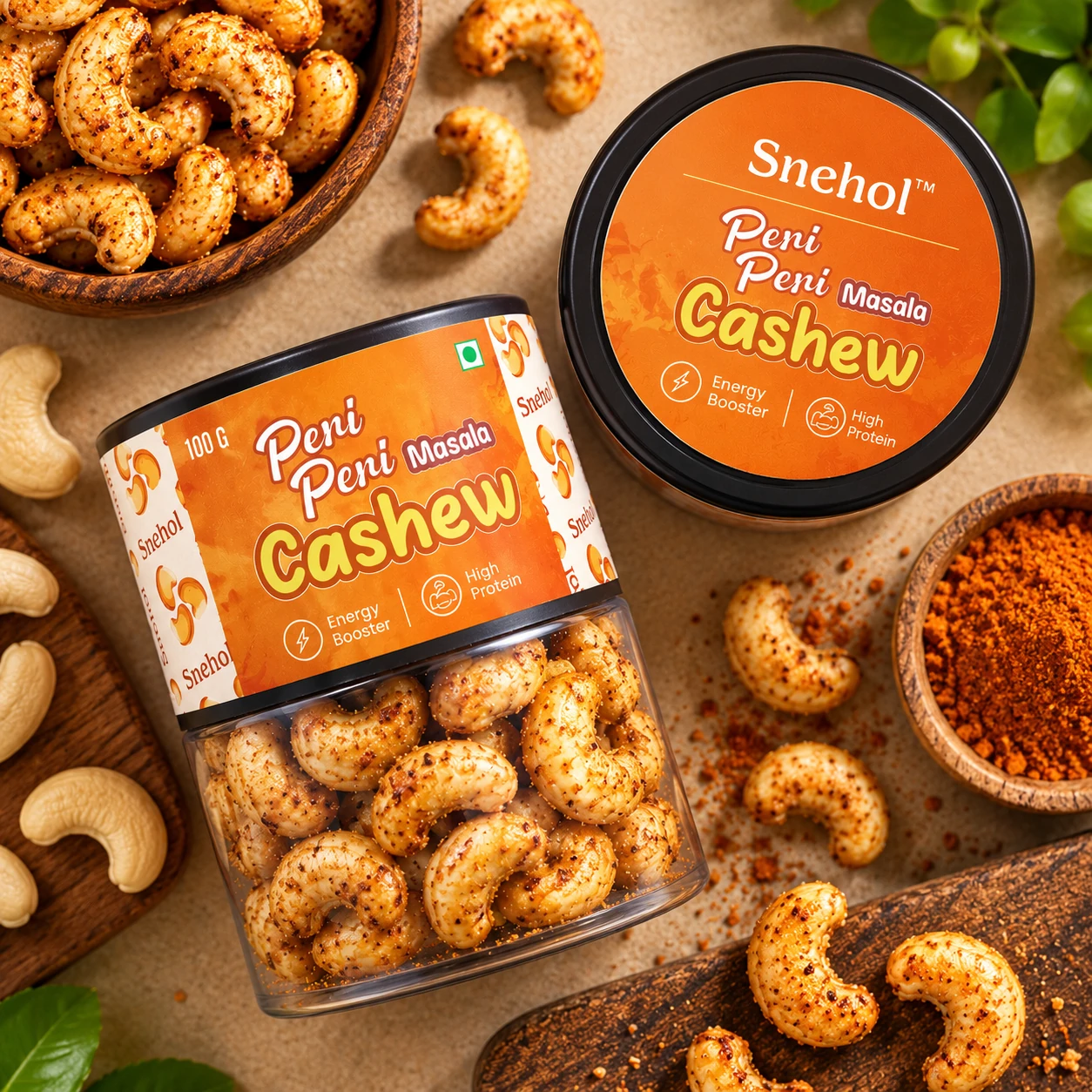 Peri peri cashews close-up